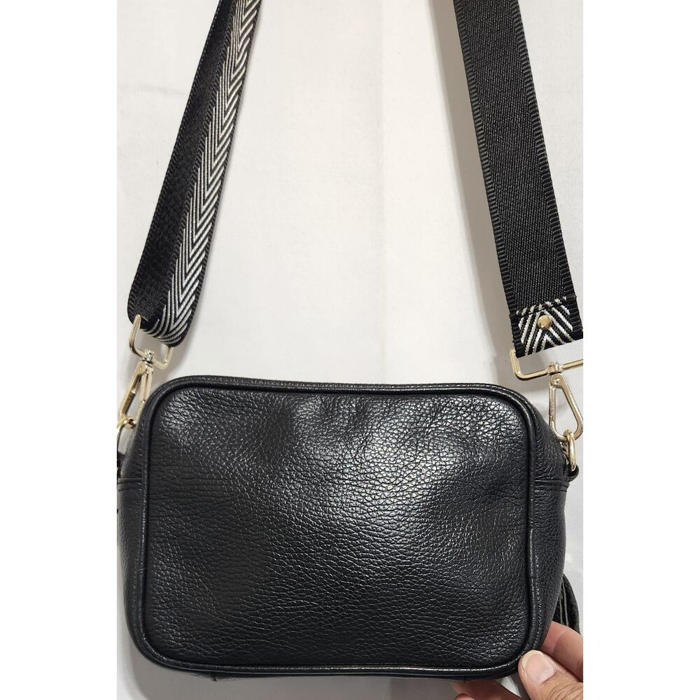 Elie Beaumont Leather Made In Italy Tassel Crossbody Black - Picture 2 of 9